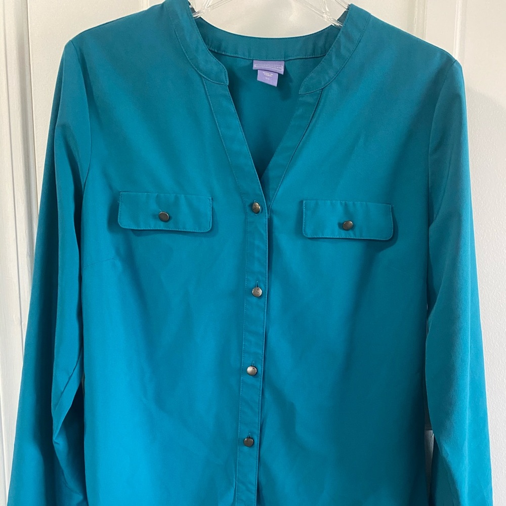 Teal button down dress shirt